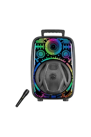 Mey İthalat 8 İnç Karaoke Hoparlör Usb Aux Fm Destekli Işıklı Speaker