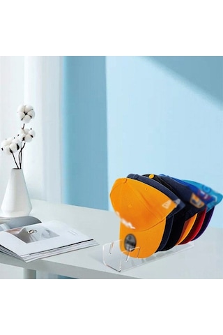 Flybuy Pratik 7 Şapkalık Akrilik Masaüstü Askılık - Siyah Beyzbol Şapka Organizatörü