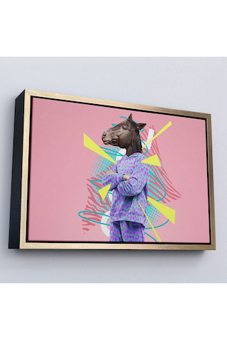 Miyrem^ Canvas Serie At Kafalı İnsan Tablosu-7256