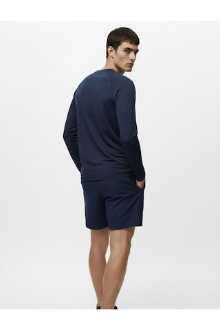 Koton Uzun Kollu Bisiklet Yaka Dikiş Detaylı Slim Fit Spor Tişört Lacivert 6wam10103nk Lacivert