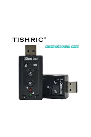 Globalbloom Siyah Tıshrıc Usb 7.1 Ses Kartı 3d Efekt Mikrofon Ses Kontrolü