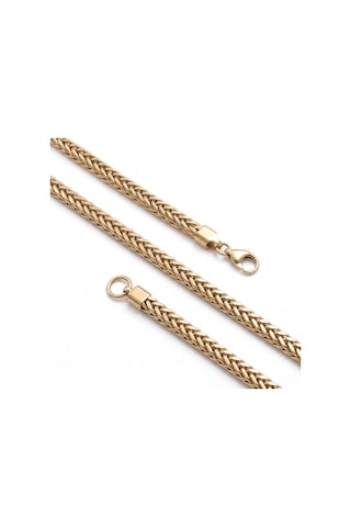 Premium Parlak Ve Şık Köşeli Burgu Erkek Çelik Zincir Kolye 4 4 Mm 55 Cm - Gold Renk 3183eck009 Altın