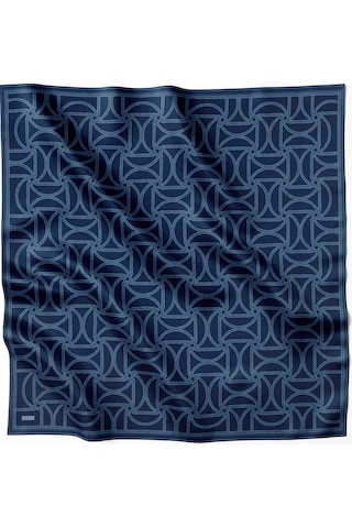 BELLİ Geometrik Desen İpek Twill Eşarp 4221d01 Lacivert