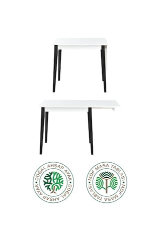 Vilinze Avanos Mdf Katlanır Ahşap Mutfak Masası - 70x80 Cm Beyaz Siyah
