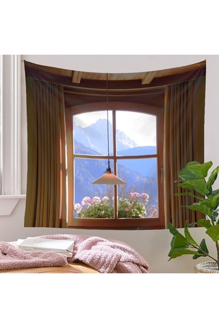 Konesam Poliester Ev Dekoru Kilim - Manzaralı Desenli, Yeşil/sarı Seçenekli, 73x95 Cm, Izsiz Çivi Ve Kliplerle Çok Renkli