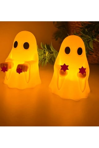 2'li Nah Çeken Ve Orta Parmak Yapan Hayalet Figür Aydınlatmalı 2 Adet Tealight Mum Hediyeli 0