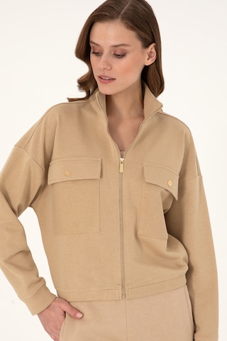 U.S. Polo Assn. Kadın Kum Fermuarlı Dik Yaka Sweatshirt 50299001-VR085