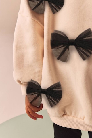 Yumuşak Pamuklu Kumaş Tül Fiyonk Aplikeli Sweatshirt Ve Fitilli İspanyol Paça Tayt Alt Üst Takım Taş