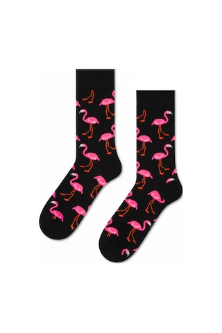 Carnaval Socks Flamingo Desenli Siyah Renkli Unisexsoket Çorap 2000386