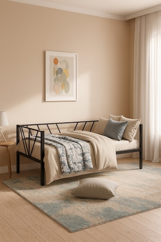 Alchera Daybed Tek Kişilik Sedir Metal Karyola Siyah
