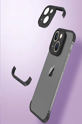 Apple Uyumlu iPhone 13 Kapak 2 Parçalı Alt Üst Kamera Lens Korumalı Sert Silikon Kılıf