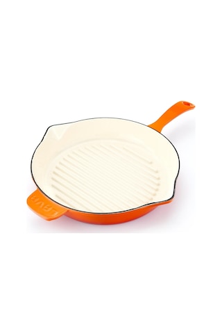 Lava Döküm Yuvarlak Izgara Tavası Döküm Demir Yekpare Saplı Edition Serisi Çap Ø 28cm Turuncu