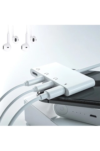 Ally iPhone Uyumlu 14-13-12-11 4in1 Otg Ses Adaptörü Çift Dc 3.5mm Jack- 5775