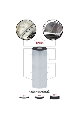 6mm X 30 Cm X 5 Mt Oto Yalıtım Malzemesi - Folyolu Isı Ses Yalıtım Süngeri - Alüminyum Takviyeli