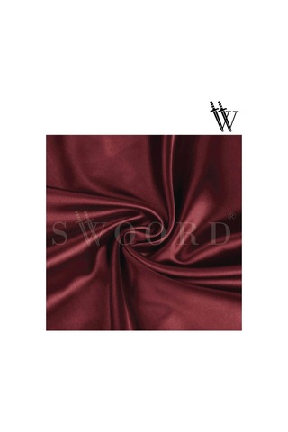 Swoord İpek Dokulu Saten Yastık Kılıfı Bordo 2 Adet 50x70cm 2 Adet Saten Tokalı Bordo