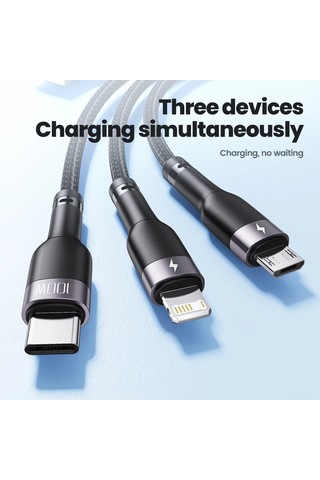 Toocki 100 W 3 İn 1 Usb 6A Hızlı Şarj Kablosu