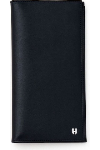 Tripp Erkek Siyah Deri Özel Tasarım Çok Bölmeli Rfid Korumalı Seyehat Cüzdanı Siyah