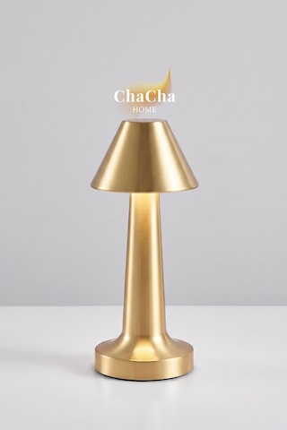 Chacha Home Pera Metal Led Masa Lambası 22x10 Cm - Lüks Dekoratif Abajur Ve Gece Lambası Gold