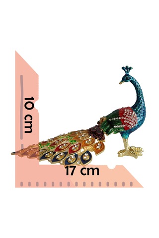 Kristal Taşlı Metal Tavus Kuşu Biblo Dekoratif Ve Şık Aksesuar