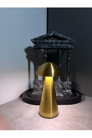 Şarjlı Dekoratif Ambiyans Masa Lambası Mantar Gold-4721 Altın