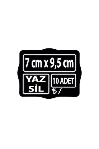 Pvc Yazılıp Silinebilen Siyah Fiyat Etiketi Küçük Kare 7x9,5cm 10 Adet
