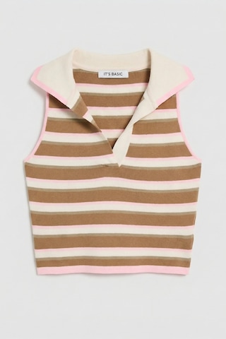 Kadın Kahve Bej S6-98 Crop Fit Polo Yaka İnce Yazlık Triko Body
