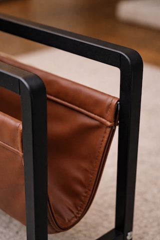 Linia Modern Metal Dergilik - Deri Detaylı Dekoratif Gazetelik Ve Kitaplık