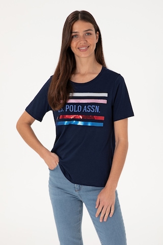 U.S. Polo Assn. Kadın Lacivert Bisiklet Yaka Tişört 50299762-VR033