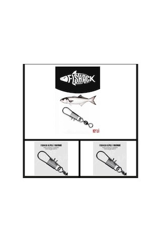 Uyguna-yakala No: 4 12 Adet Fishack Paslanmaz Klipsli Fırdöndü Füme-rdn.043