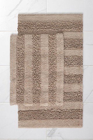 Macaroni 2'li Pamuk Banyo Paspas Seti Yumuşak Dokulu Bej Yıkanabilir 60x100 + 60x50cm, Mx001b