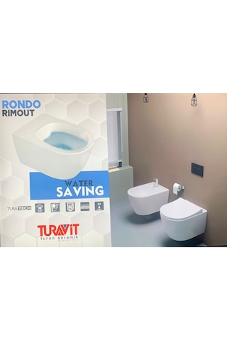 Turavit RND5512 Rondo Kanalsız Asma Klozet Nkp Yavaş Kapak