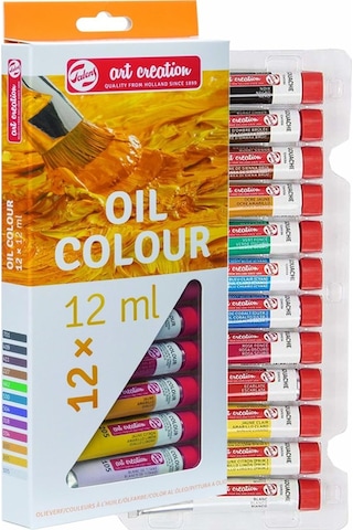Talens 12 Renk Yağlı Boya 1 Paket Art Creation Oil Colour 12x12ml Yağlı Boya Seti Canlı Renkler Tuval Resim Çok Renkli