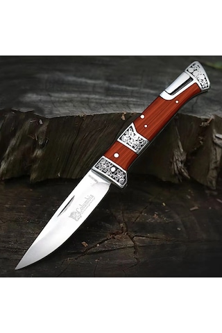 Knivox Columbia Company Mb3936-a Gravür İşlemeli Ahşap Kabze Kamp Çakısı Kahverengi Knivox Columbia Company Mb3936-a Gravür İşlemeli Ahşap Kabze Kamp Çakısı Kahverengi