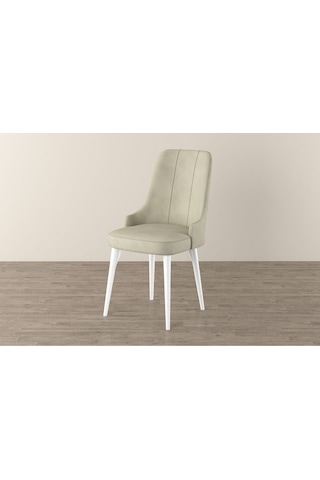 Mona Beyaz 80x132 Açılabilir Mdf Masa Yemek Odası Takımı, Mutfak Takımı 6 Adet Sandalye Beyaz Masa - 6 Krem - Beyaz Ayak