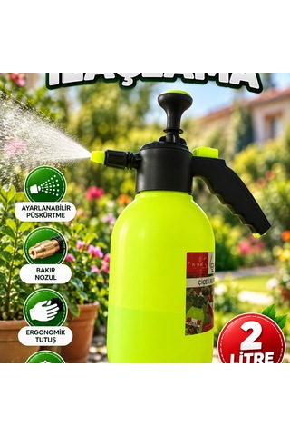 2 Litre Basınçlı Püskürtücü Bakır Nozullu Ayarlanabilir Bahçe Ve Temizlik Spreyi