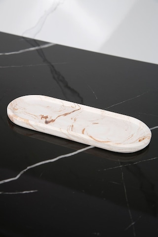 Betonmall Dekoratif Oval Sunum Tepsisi Tabağı Sunumluk 9x23 Cm - Bej