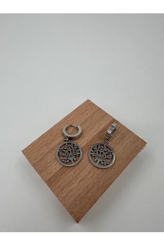 Xbaby Hayat Ağacı Gümüş Renk Çelik Küpe Gümüş