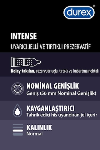 Durex Intense Uyarıcı Jelli ve Tırtıklı Prezervatif 2 x 20'li
