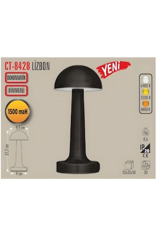 Cata Ct-8428 Lizbon Antik Şarjlı Masa Lambası Siyah