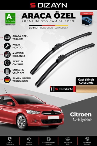 S-dizayn Citroen C-elysee Ön Cam Silecek Seti 2012 Üzeri Premium Araca Özel 60-40 Cm A+ Kalite