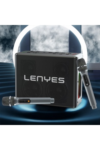 Lenyes S861 12.000mah Powerbank Özellikli Çift Mikrofonlu Bluetooth Speaker Hoparlör V5.0 Siyah Siyah