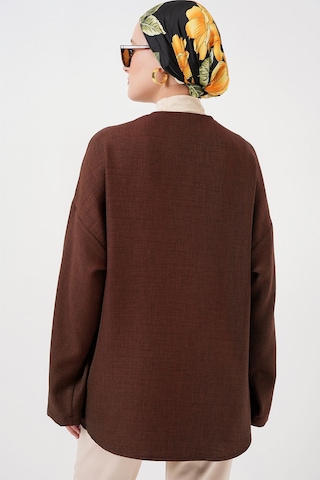 Hiccup Bdart Keten Karışımlı Uzun Kollu Önü Bağcıklı Kimono Mocha Kahvesi