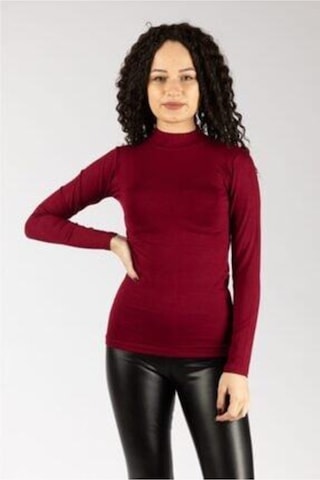 Genel Markalar Kadın Bordo Uzun Kollu Yarım Balıkçı Likralı Penye Body Bordo Bordo