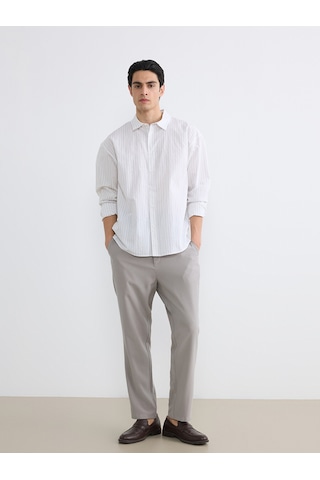 Lcw Vision Gri Regular Fit Çizgili Poplin Erkek Gömlek