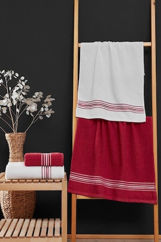 4 Lü Banyo Havlusu Seti Elvin - 70x140 Bordo