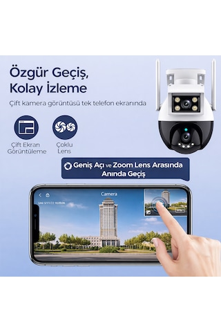4mp Çift Lens Wifi Güvenlik Kamerası Otomatik Takip Gece Görüş Ip66 Dış Mekan Uyumlu