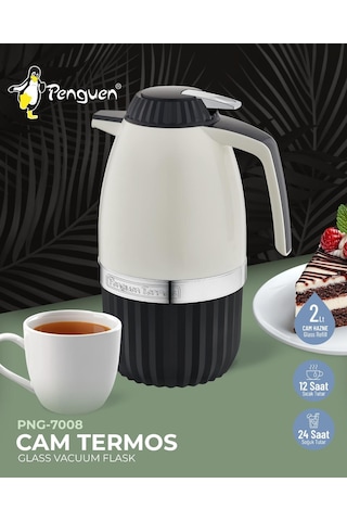 Yeni Nesil Png-7008 İçi Cam Termos 2 Litre Siyah Renk