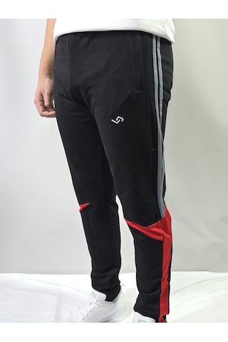 Jump Erkek Pamuklu 2 İplik Slim Fit Fermuarlı Paça Eşofman Altı Siyah