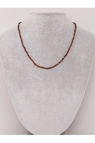 Lal (Garnet – Granat ) Taşı 2mm Kolye (Sabit Klipsli) (41260) Altın