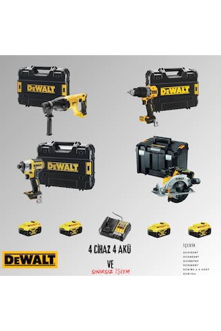 Dewalt DCH133NT + DCD805NT + DCF887NT + DCS565NT 4 Adet 5 Amper Akü + Şarj Aleti Set